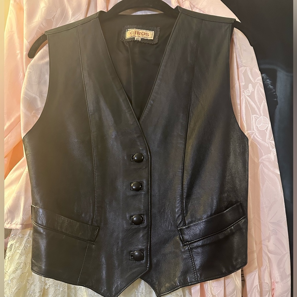Vintage Black leather vest by Giros Made in Italy